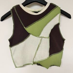 Patchwork Sleeveless Crop Top